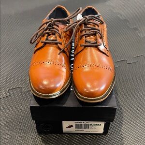 Bruno Marc Brown Leather Boys Dress Shoes